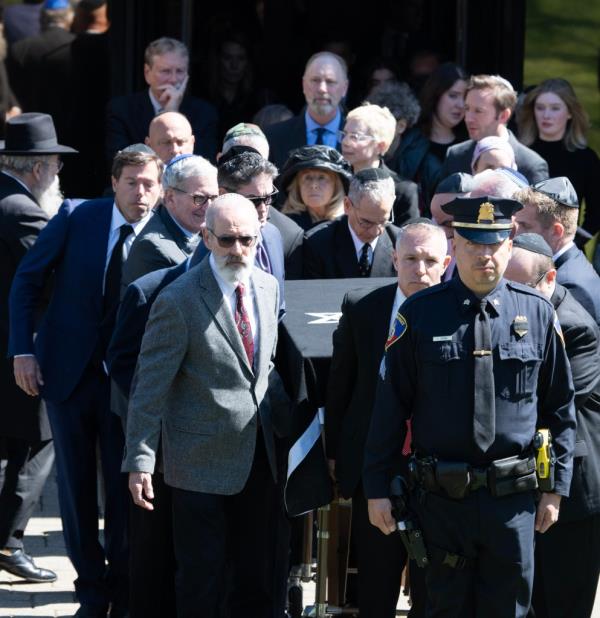 Hadassah Lieberman walks behind the pallbearers as they carry the casket of former U.S. Senator Joe Lieberman Friday, March 29, 2024 in Stamford, Conn.  (Photo/Douglas Healey for New York Post)