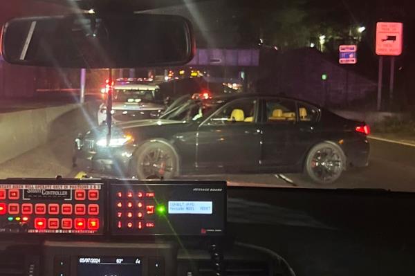 Joseph Sadykov's BMW M5 Competition, which cost him $150,000, was left sideways on the Maj. Deegan Expressway