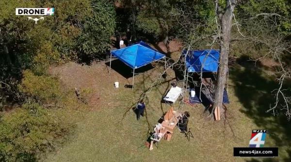 A forensic team erected tents and spent hours on Thursday 