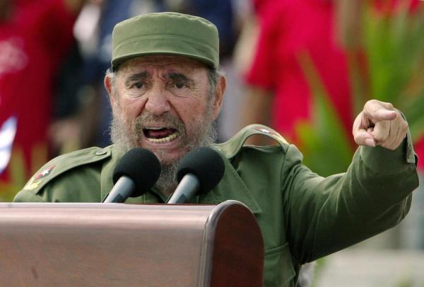 Fidel Castro spoke to a crowd at a May Day demo<em></em>nstration in Havana's Plaza de la Revolucion in 2005.