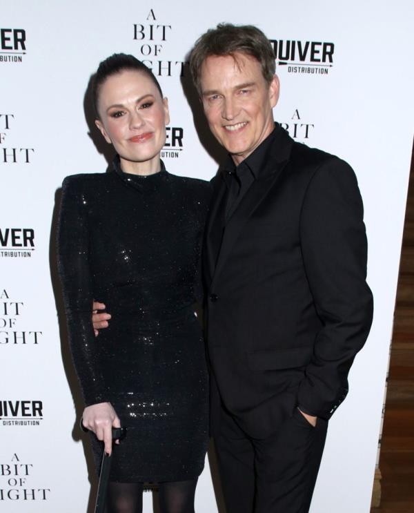 Anna Paquin and Stephen Moyer posing for a picture at 'A Bit of Light' film screening in New York, USA on 03 Apr 2024
