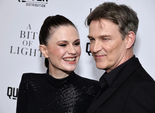 Anna Paquin and Stephen Moyer smiling at the camera during 'A Bit Of Light' New York Screening at Crosby Street Hotel
