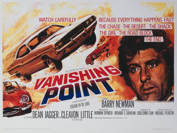 A poster for the British release of Richard C. Sarafian's 1971 action road movie 