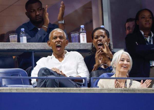 Former president Barack Obama and wife Michelle cheer on Coco Gauff at the U.S. Open on Mo<em></em>nday night. 