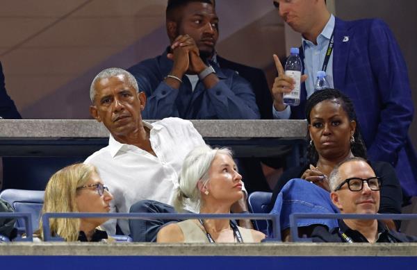 Former president Barack Obama and wife Michelle cheer on Coco Gauff at the U.S. Open on Mo<em></em>nday night. 