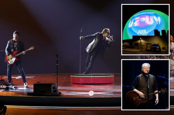 Picture of the outside of The Sphere with ad for U2 concert