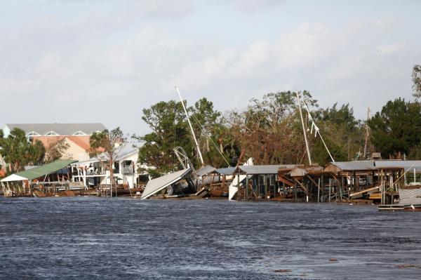 Damaged structures and buildings are pictured after Hurricane Helene made landfall overnight, in Steinhatchee, Florida, U.S., September 27, 2024. 