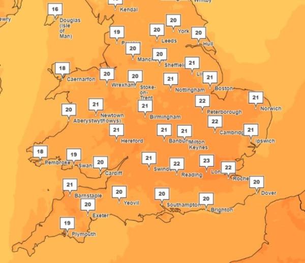 Met Office weekend weather Sunday 4pm