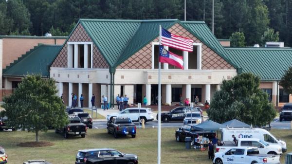 Police officers respond to Apalachee High School in Winder, Georgia on Sept. 4, 2024.