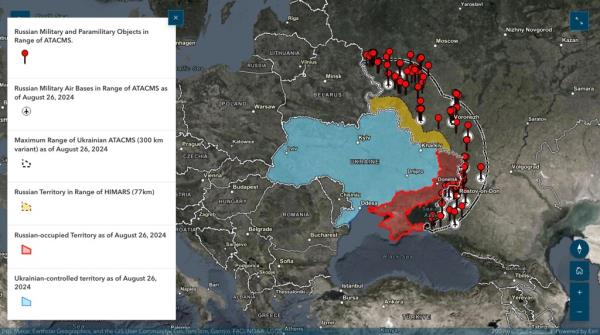 Known Russian Military and Paramilitary Objects in Range of Ukrainian ATACMS as of August 26, 2024
