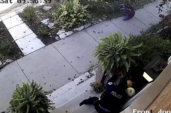 A video f<em></em>rame shows police exchanging gunfire with a man who allegedly shot the Orthodox Jewish man.