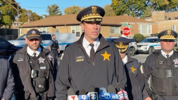 Chicago Police present information to the media on Sidi Mohamed Abdallahi during a news conference.