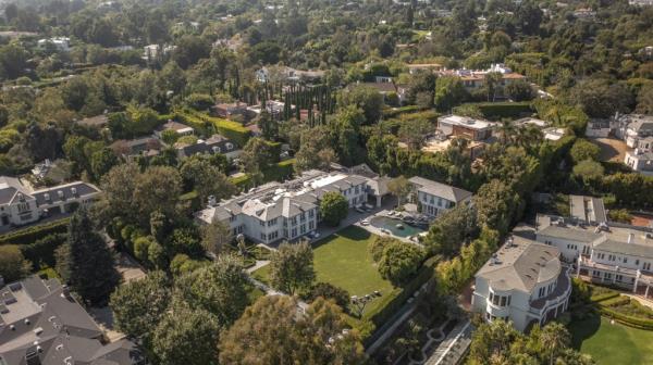 The property stands in exclusive Holmby Hills.