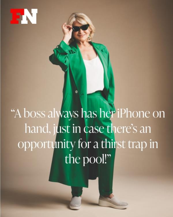 Martha Stewart posed on the cover of Footwear News this month. 