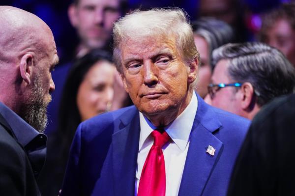 Trump looks on during the UFC 309 event at Madison Square Garden on November 16, 2024 in New York City.