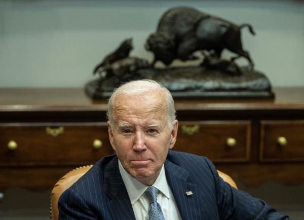 US President Joe Biden providing an update on the federal government's respo<em></em>nse to Hurricanes Milton and Helene at the White House in Washington, DC, on October 11, 2024.