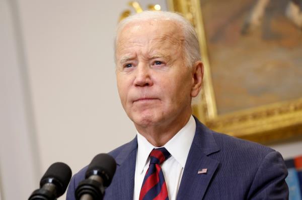 U.S. President Joe Biden delivering remarks on Hurricane Milton in the Roosevelt Room of the White House, Washington, DC, on October 09, 2024.