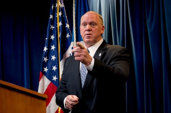Former Acting Director for U.S. Immigration and Customs Enforcement, Thomas Homan, addressing a question at a Department of Homeland Security news co<em></em>nference in Washington, December 5, 2017.