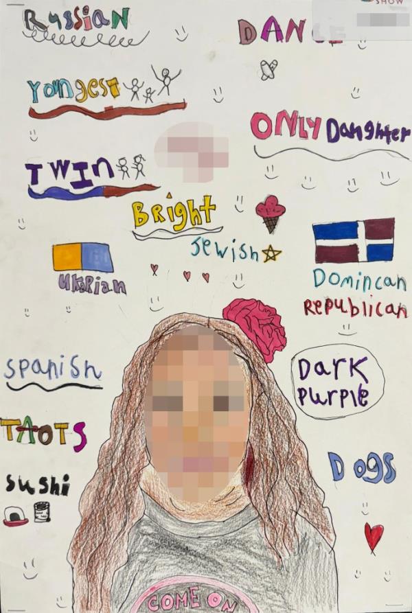 Children's self-portrait displaying the Star of David symbol illustrating their identity