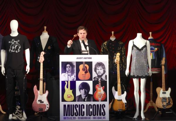 John Lennon's acoustic guitar sells in New York City on May 29, 2024