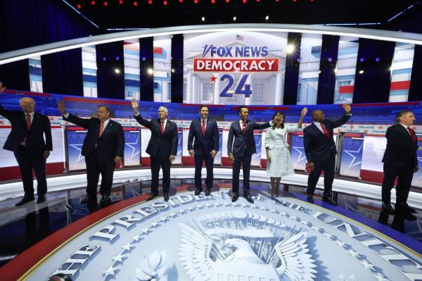 DeSantis and his challengers at the Republic debate last week.