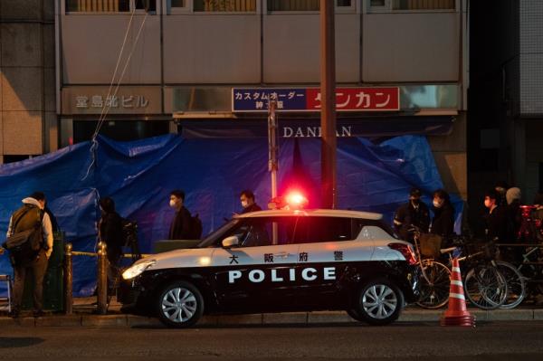 A police car parked in Osaka, Japan.  December 2021.