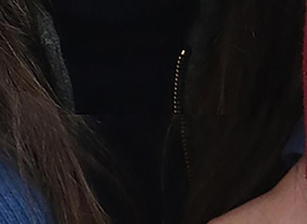 The zipper on Kate's jacket does not seem to line up in the photo