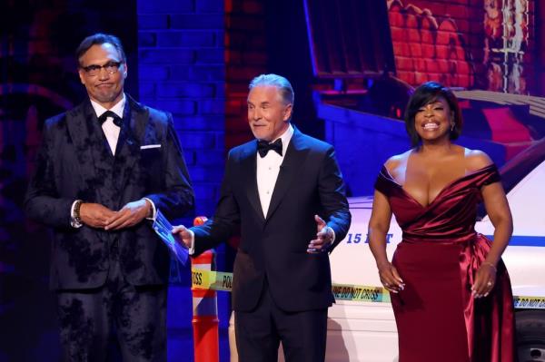 (L-R) Jimmy Smits, Don Johnson and Niecy Nash-Betts speak o<em></em>nstage during the 76th Primetime Emmy Awards at Peacock Theater on September 15, 2024.