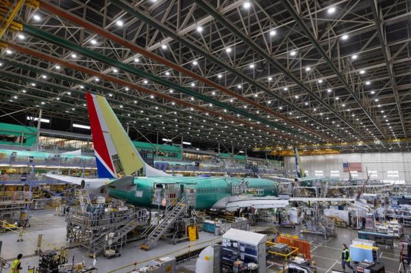 737 MAX being built at factory in Renton, Wash.