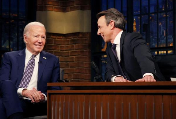 President Biden told NBC late-night host Seth Meyers that he hopes a new cease-fire in Gaza will begin by next Monday.