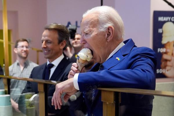 Biden eating ice cream during his 