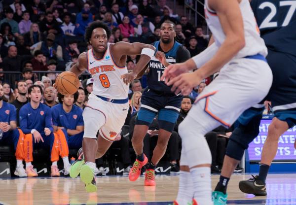 OG Anunoby drives to the basket against the Timberwolves on Monday.