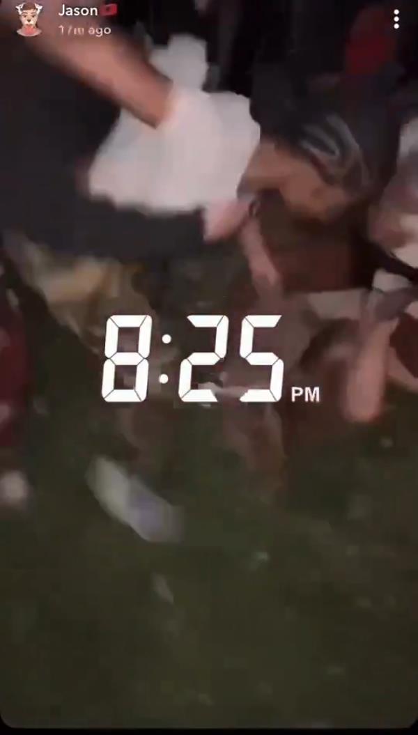 The victim then screams “Hit me again” to someone in the crowd and then uses the N-word, the video appears to show.