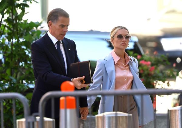 Hunter Biden and his wife, Melissa Cohen Biden, arrive at the J. Caleb Boggs Federal Building in Wilmington, Delaware, on Tuesday, June 4, 2024