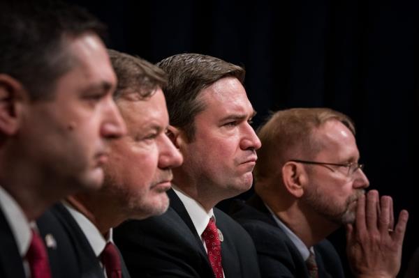 Mo<em></em>ntana AG Austin Knudsen listens during a House Homeland Security Committee hearing on Jan. 10, 2024 in Washington, DC.