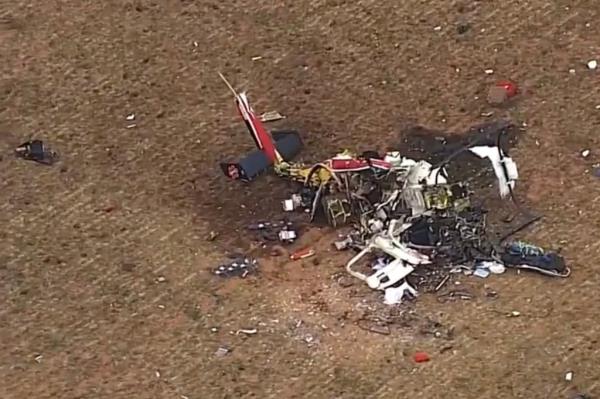 Wreckage of Air Evac Lifeteam chopper.