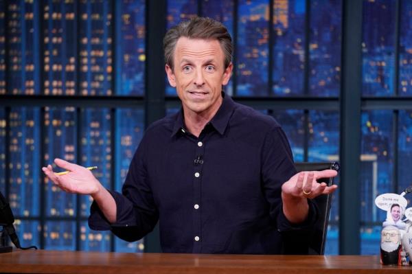 Seth Meyers talking. 