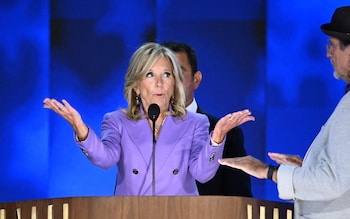 US First Lady Jill Biden does a stage check before the start of the first day of the Democratic Natio<em></em>nal Convention