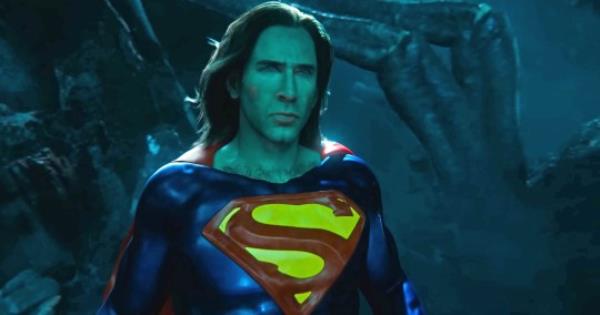 Nicolas Cage appearing as Superman in The Flash (Picture: Warner Bros.)