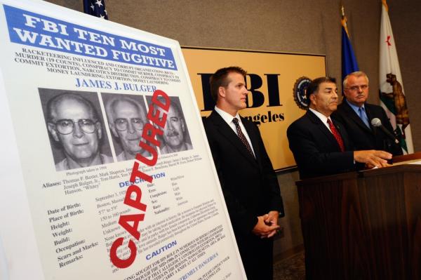 a news co<em></em>nference to discuss the arrest of Boston crime boss James