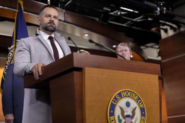 Co<em></em>ngressman Cory Mills (R-FL) speaks at a press co<em></em>nference on US funding for Ukraine at the U.S. Capitol on November 17th, 2022 in Washington, DC.