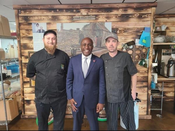 Brady (Right) with Kansas City Mayor Quinton Lucas, and his business partner, Graham “Fox” Farris (Left).