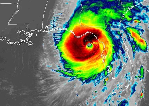 Infrared image of Hurricane Helene as it approached the Florida Coast on Thursday, September 24.