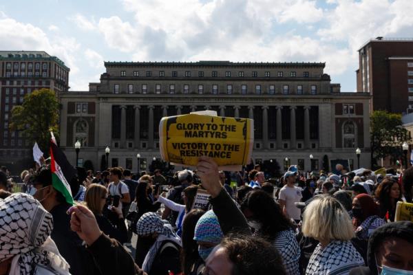 Students at Columbia University held a pro-Palestine protest on Mo<em></em>nday on the anniversary of Oct. 7 terrorist attack.