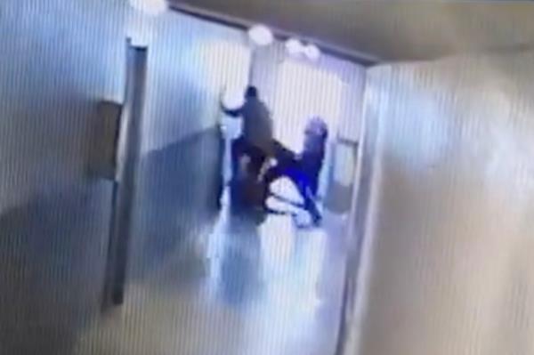 Surveillance footage shows a group of gangbangers beating an apartment employee who had to be hospitalized following the incident.