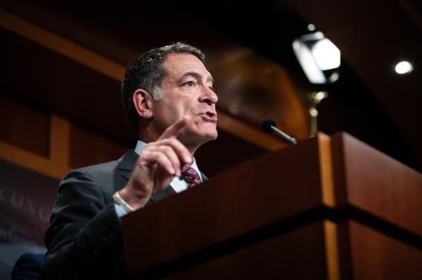 Rep. Mark Green (R-TN) speaks during a press co<em></em>nference with other Republican Senators and Representatives, demanding a trial of Secretary of Homeland Security Alejandro Mayorkas following delivery of articles of impeachment to the Senate, Washington, DC, April 16, 2024. 
