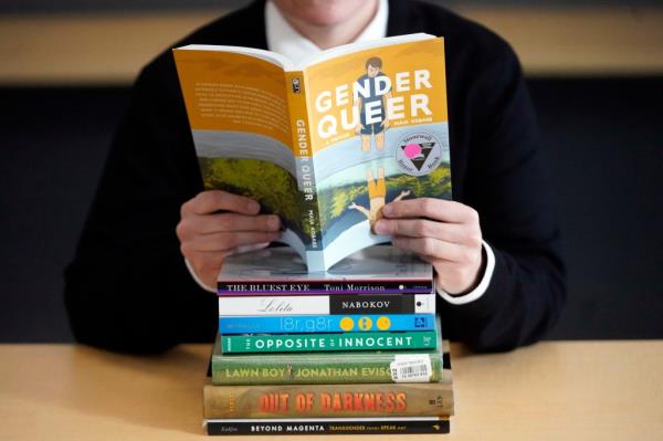 Person reading LGBTQ books