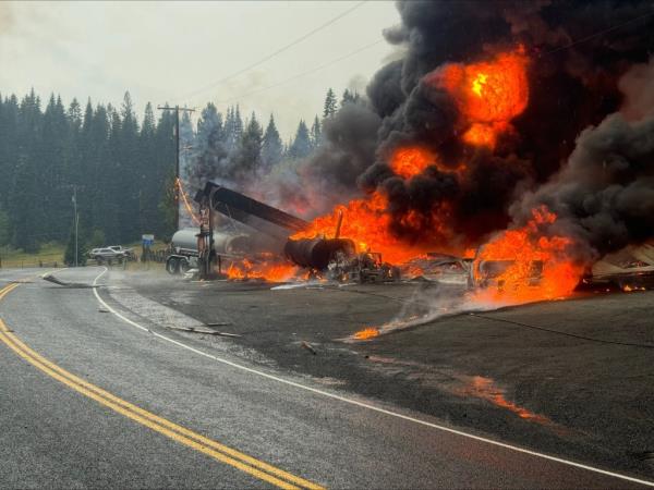 The scene of an explosion at a gas station in Cardiff, Idaho on Sept. 11, 2024.