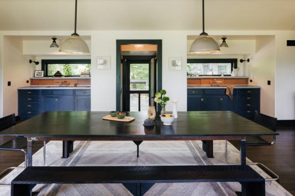 Made for entertaining: The dining table seats ten people 