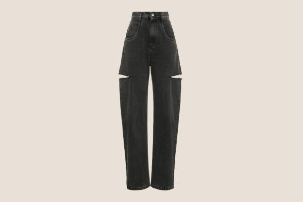 Jessica Biel's favorite black Maison Margiela jeans with side cutouts and rips